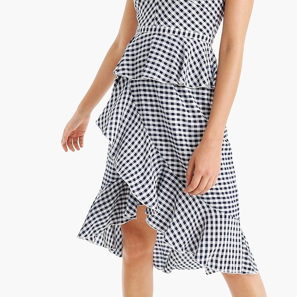 J. Crew Silk Dress 4 Blue Gingham…